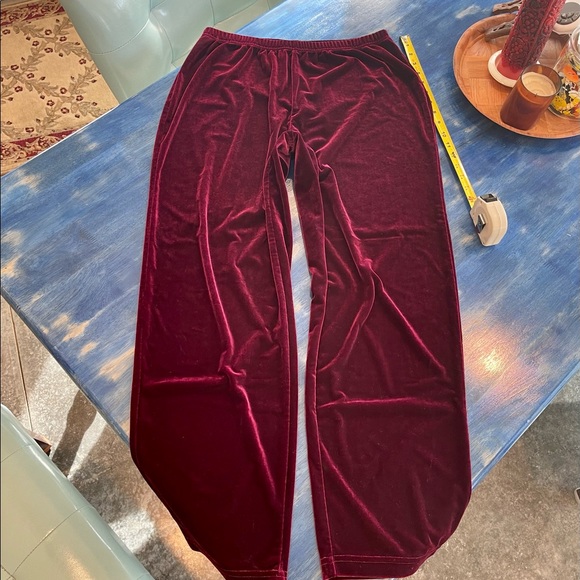 Vintage Always Caroline jimelliot.com Deep Burgundy Velour Pants /Large 30”waist - Picture 2 of 9